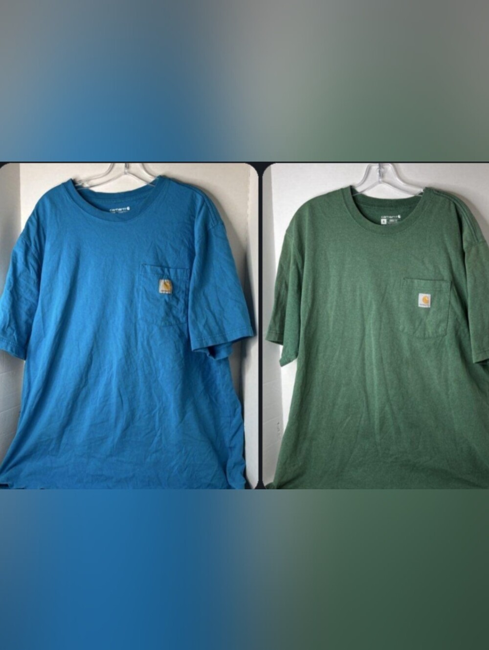 Carhartt Short Sleeve Pocket Tees - Blue & Green 2 PCS Lot Size XL